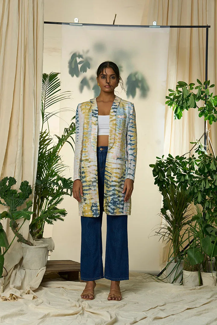liquid sunshine hemp cotton tux collar blazer, image 1
