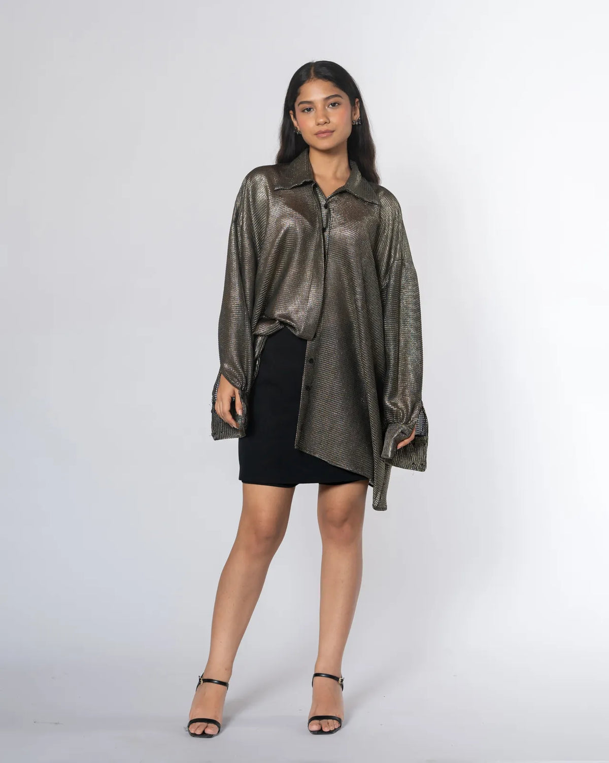 metallic oversized shirt, image 1