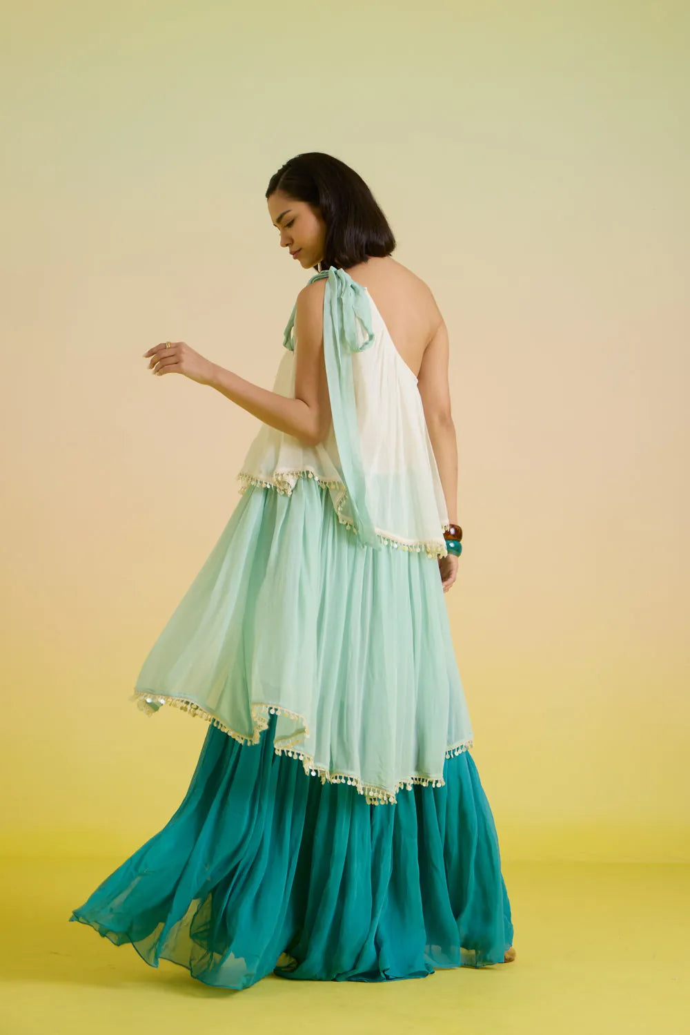 mint- cascade tier dress, image 3