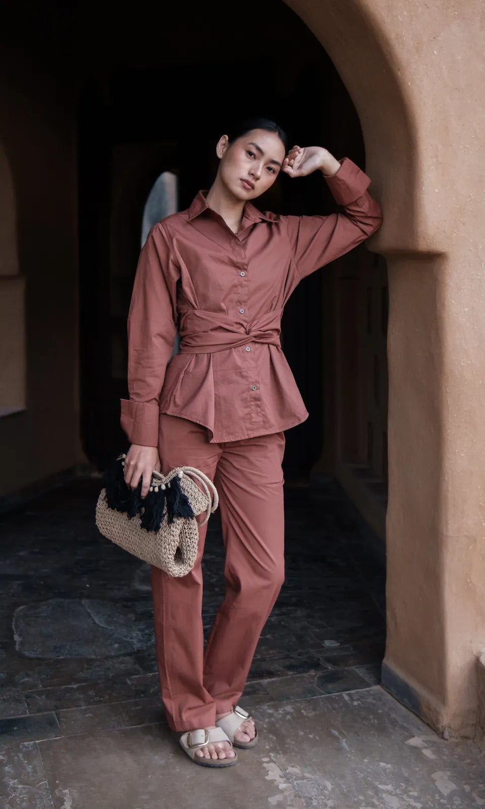 nara front knot shirt solid-set, image 2
