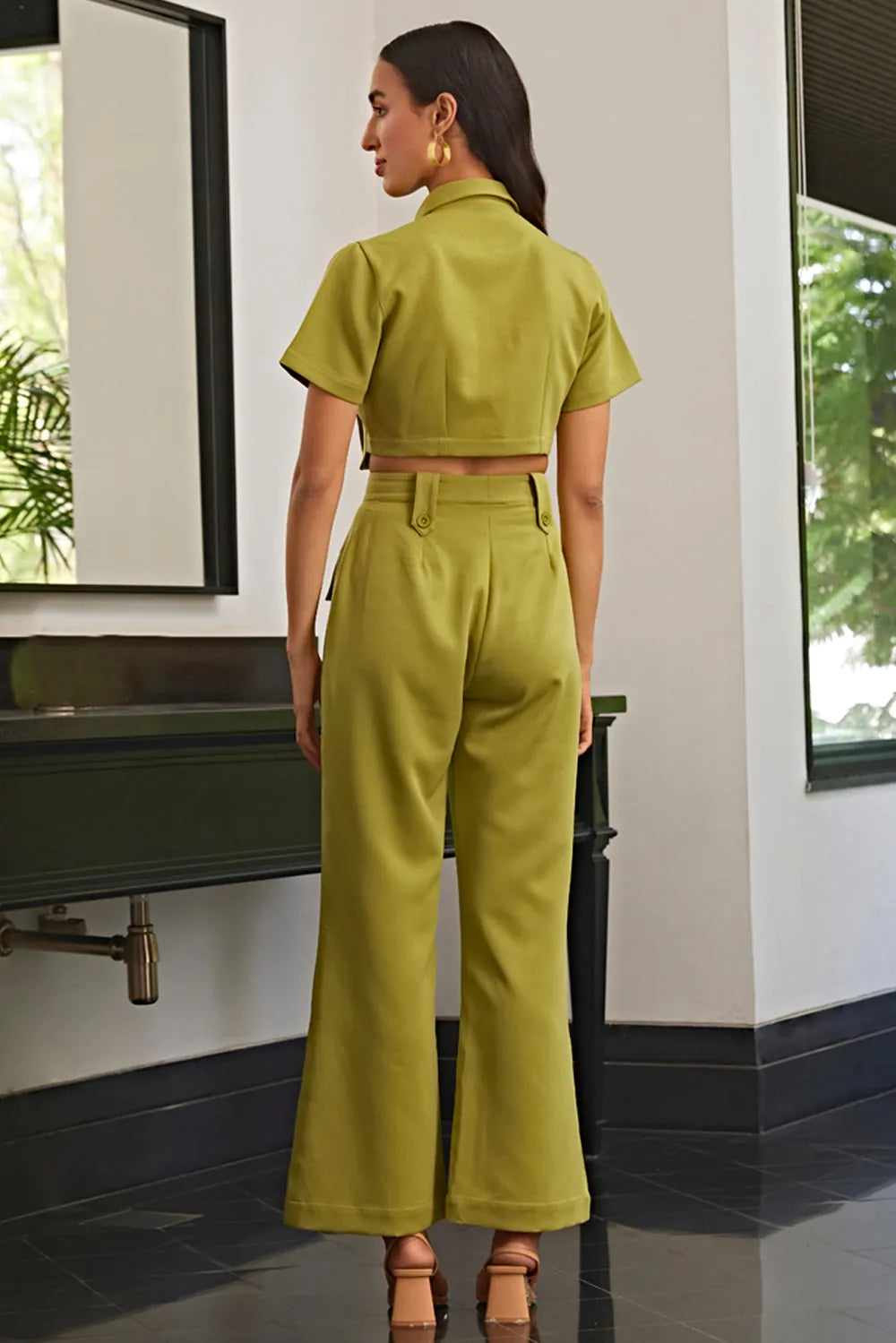 olive green co-ord set with pocket detailing, image 10