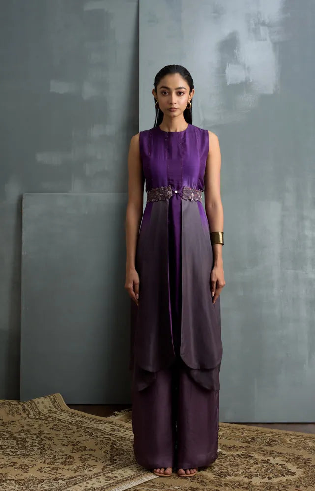 panel kurta set with belt, image 1