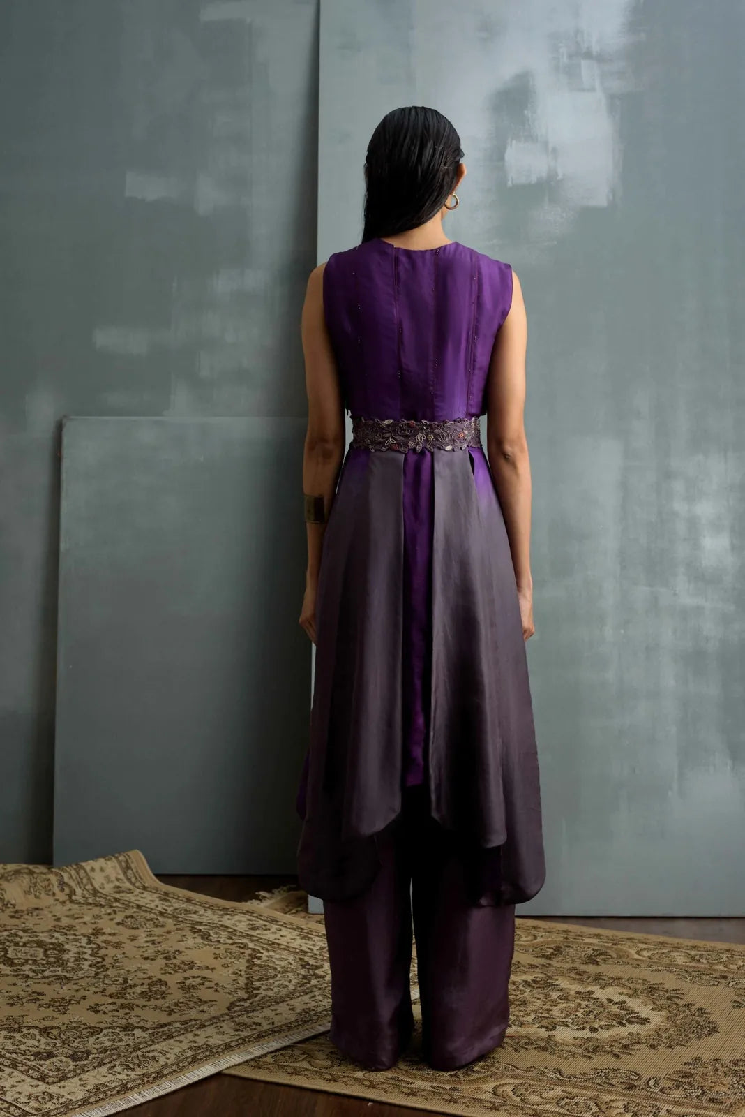 panel kurta set with belt, image 4