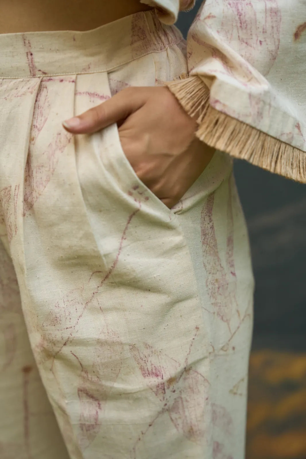 pink foliage straight pants, image 3