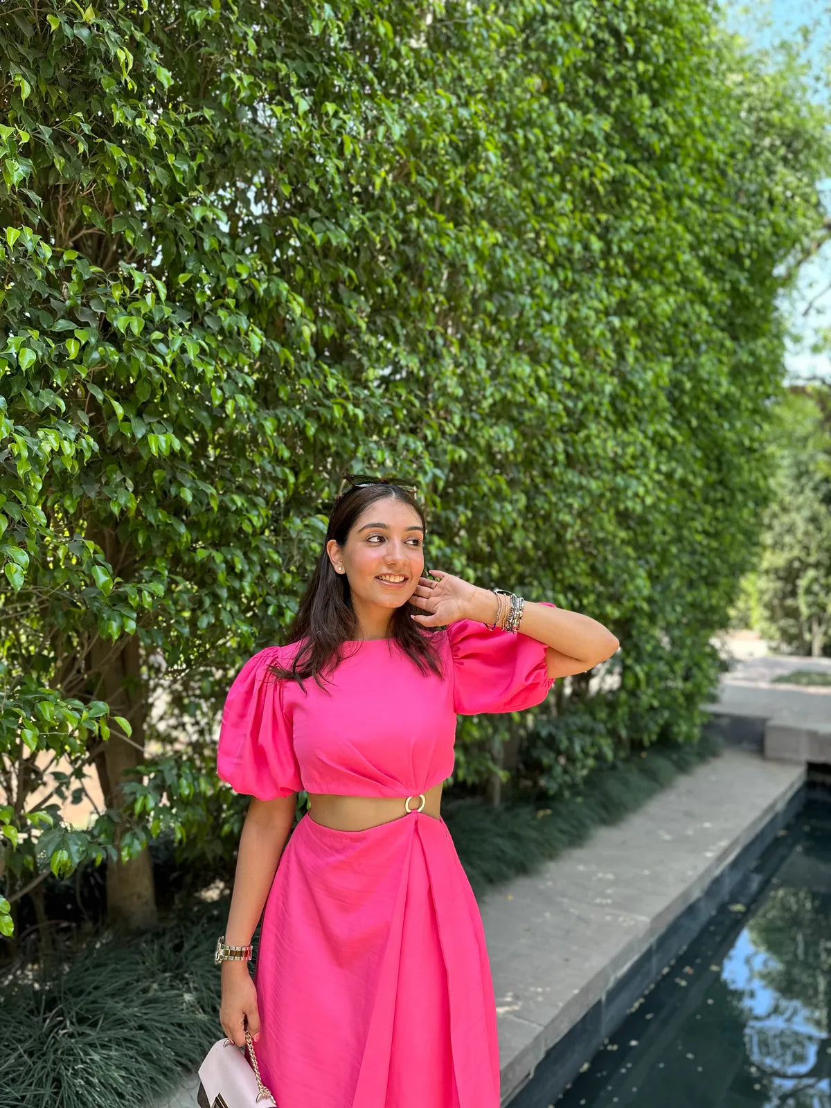 pink puffed sleeve dress, image 4
