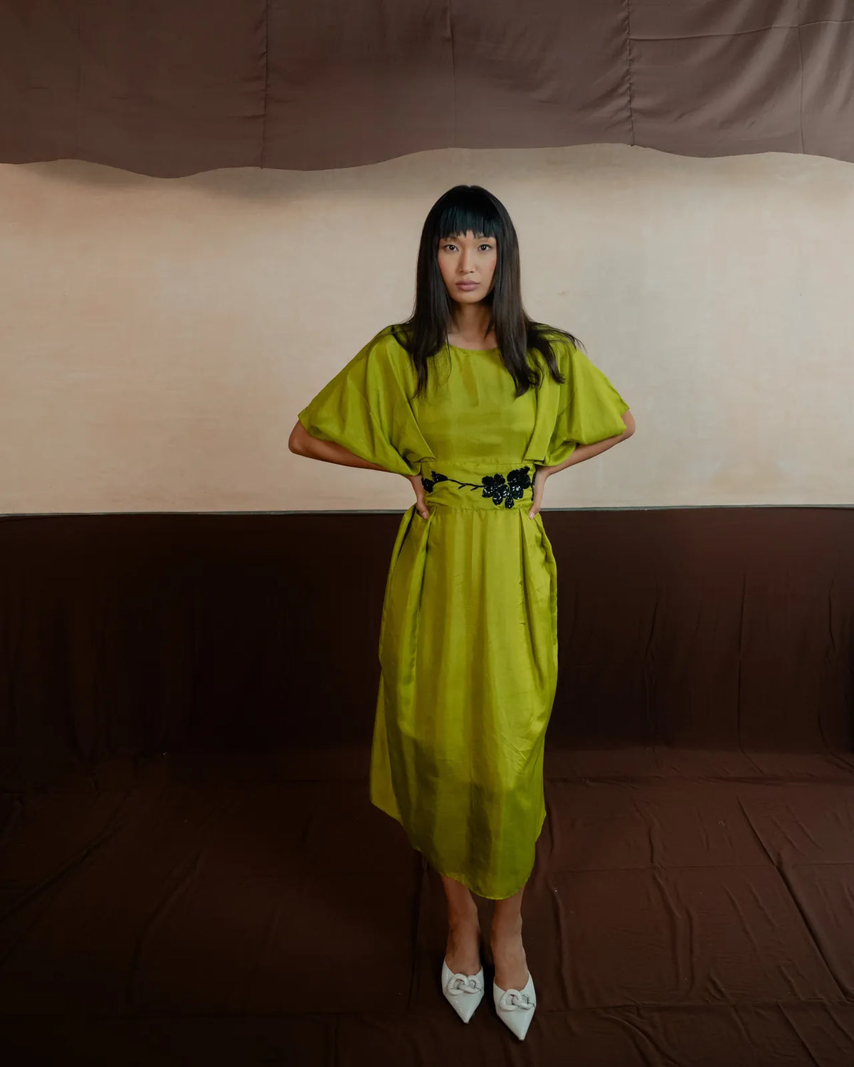 pleated dress with belt, image 2