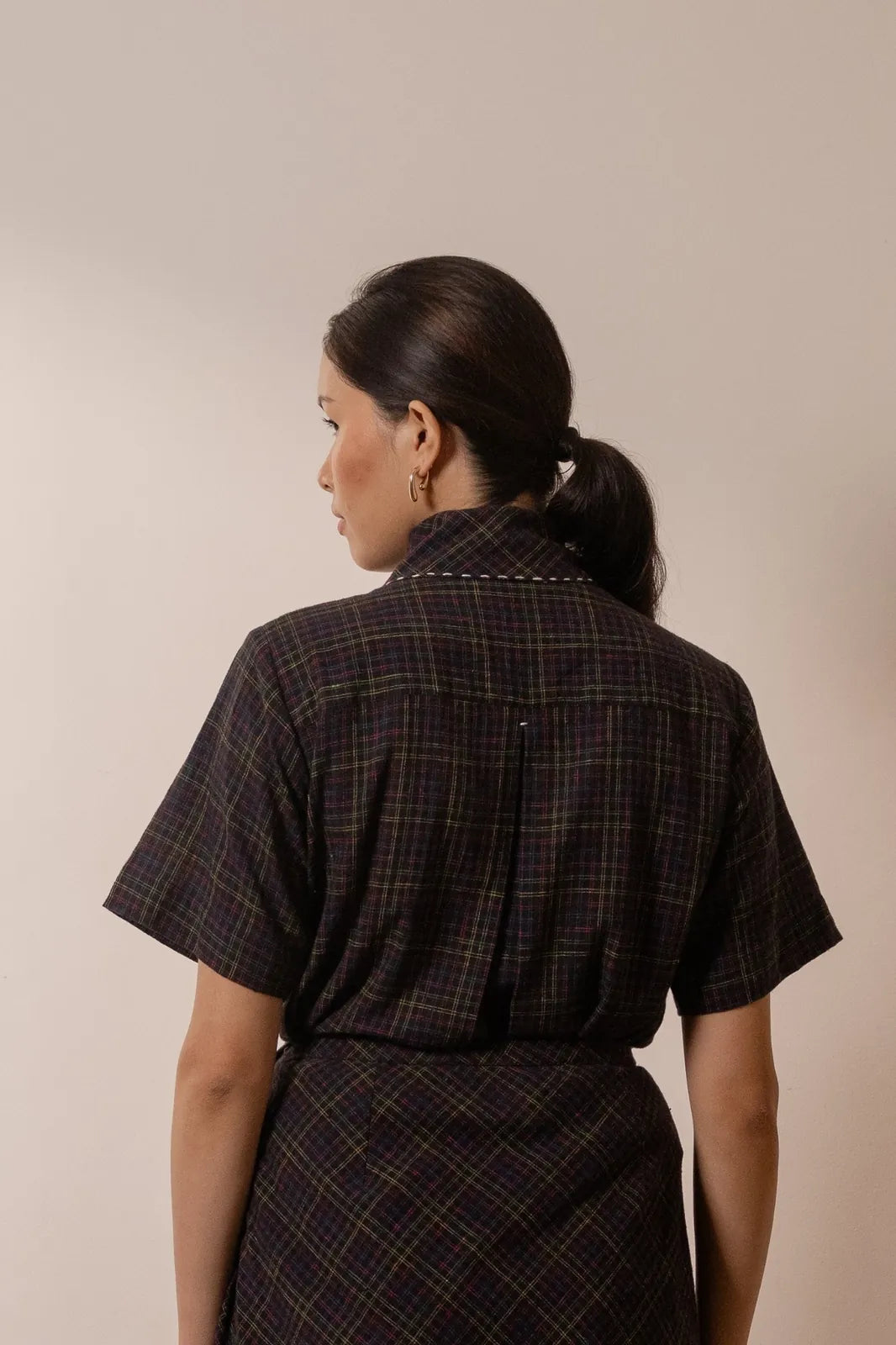 prism tie up top - black coloured checks, image 4