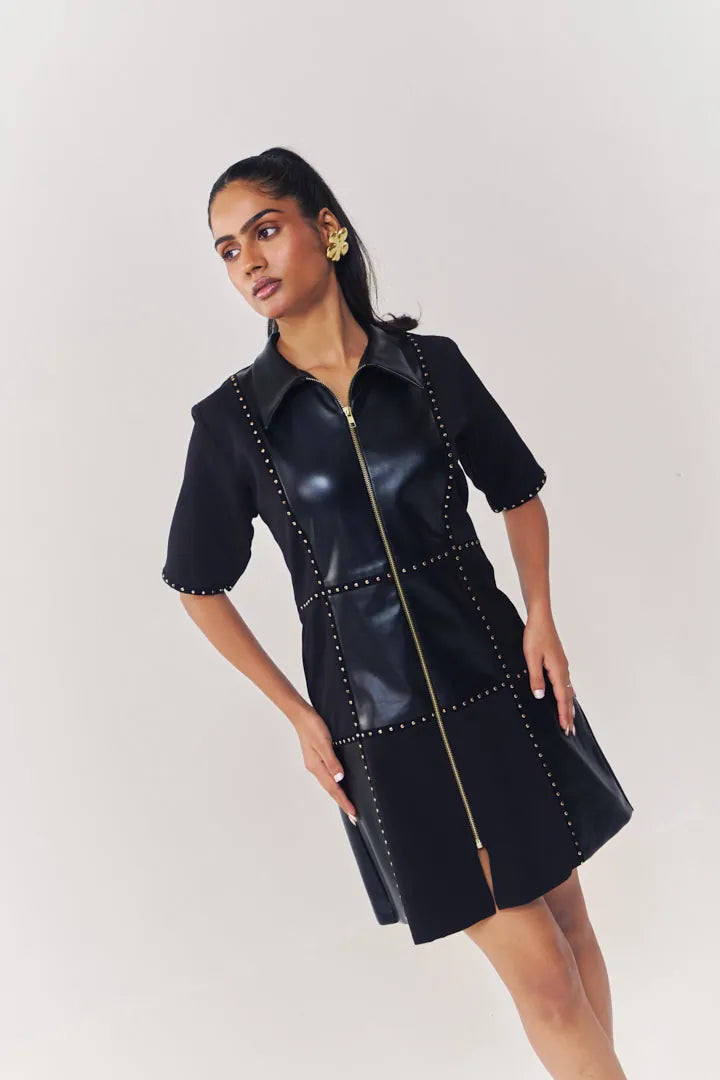 regalia detailed short dress with sleeves, image 1