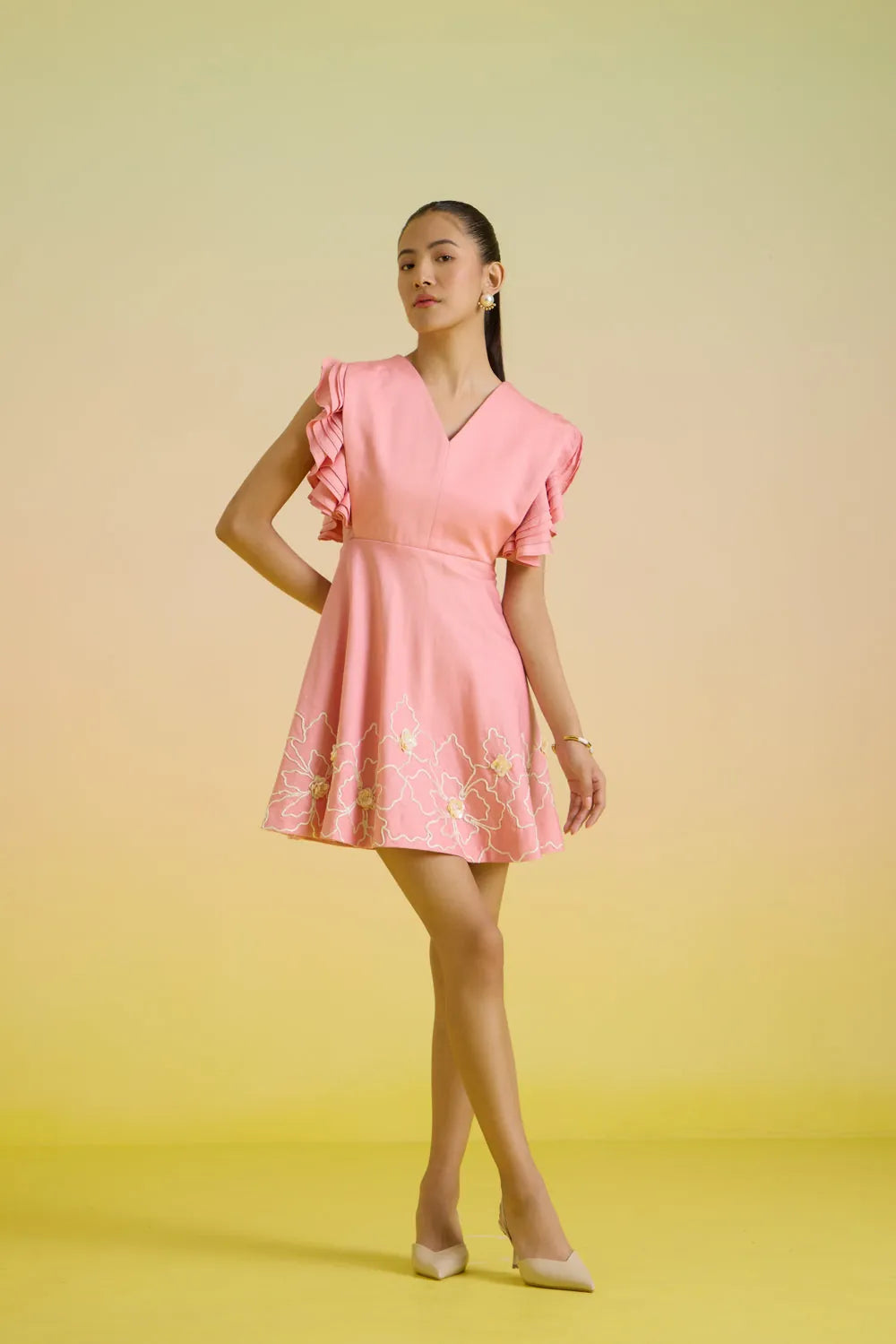rosé petal embroidered dress, image 2