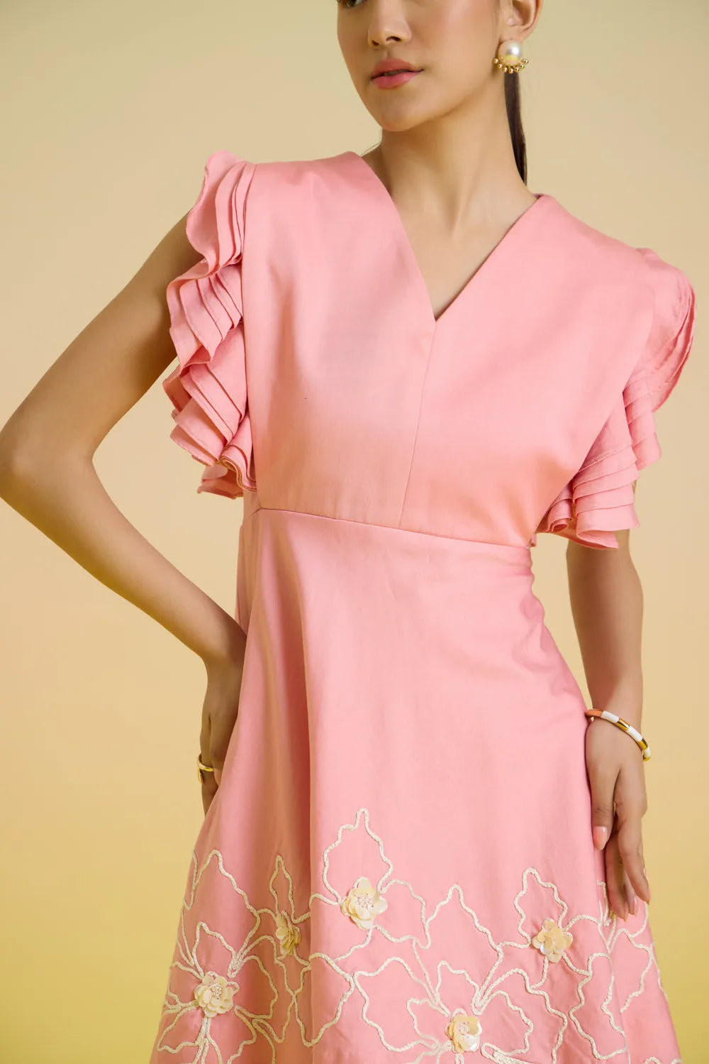 rosé petal embroidered dress, image 3