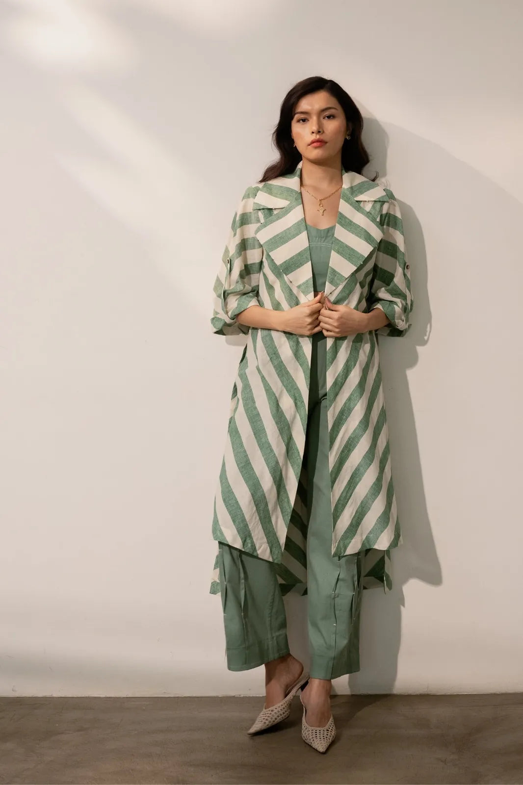 sage green stripes overlay, image 1