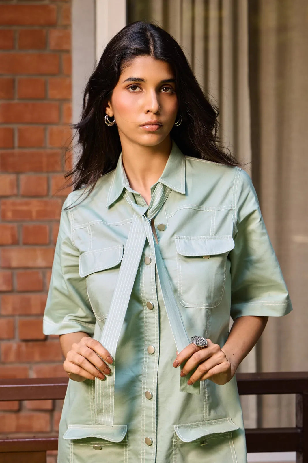 sage utility shirt dress, image 4