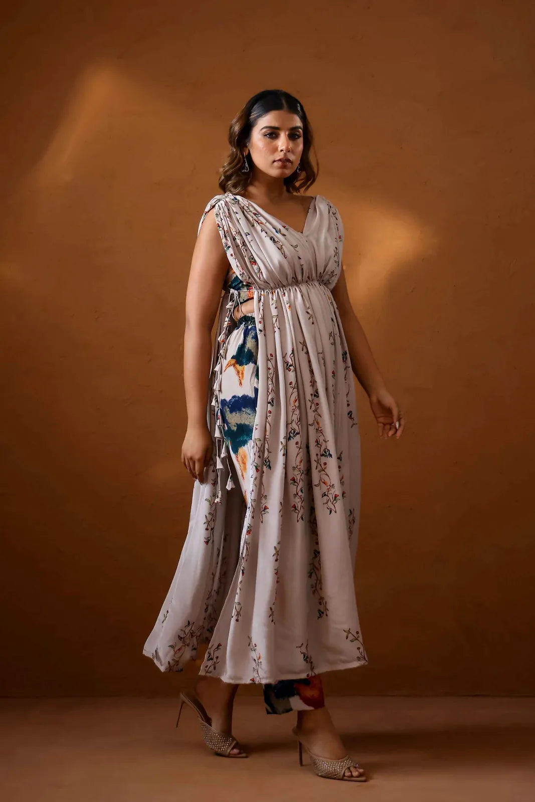 sepia hand draped kurta set, image 1
