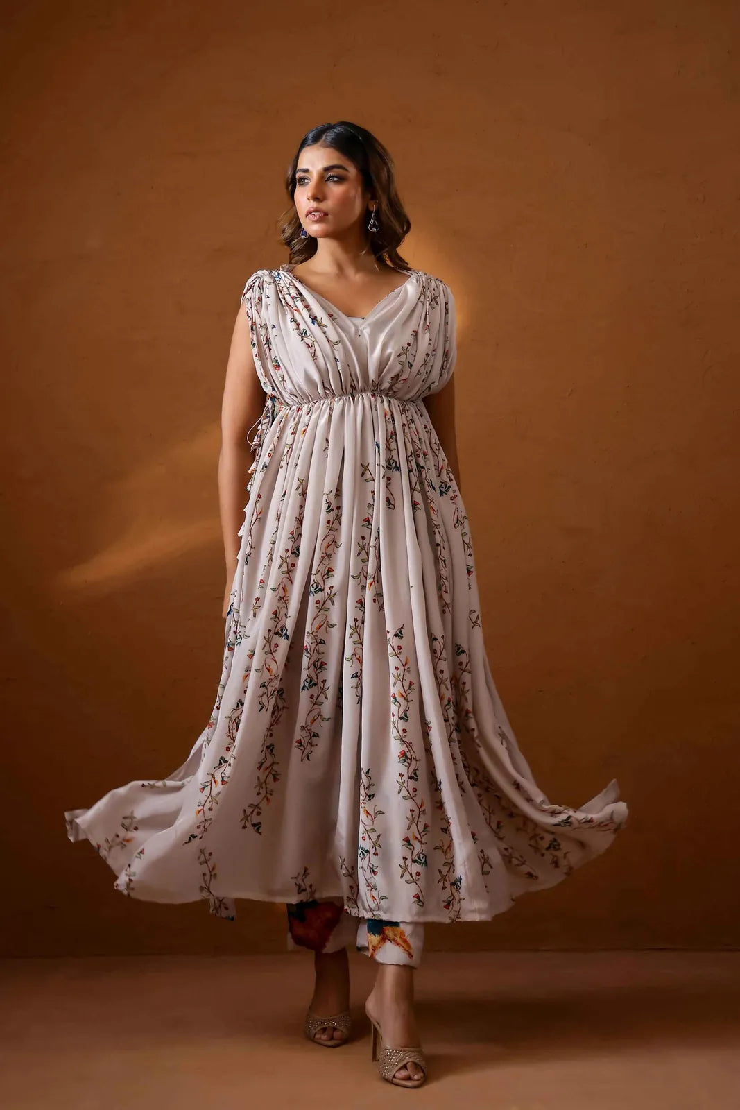 sepia hand draped kurta set, image 3