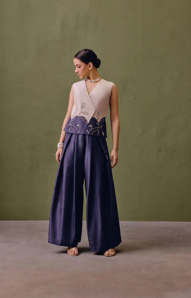 silk colour block waistcoat set, image 1