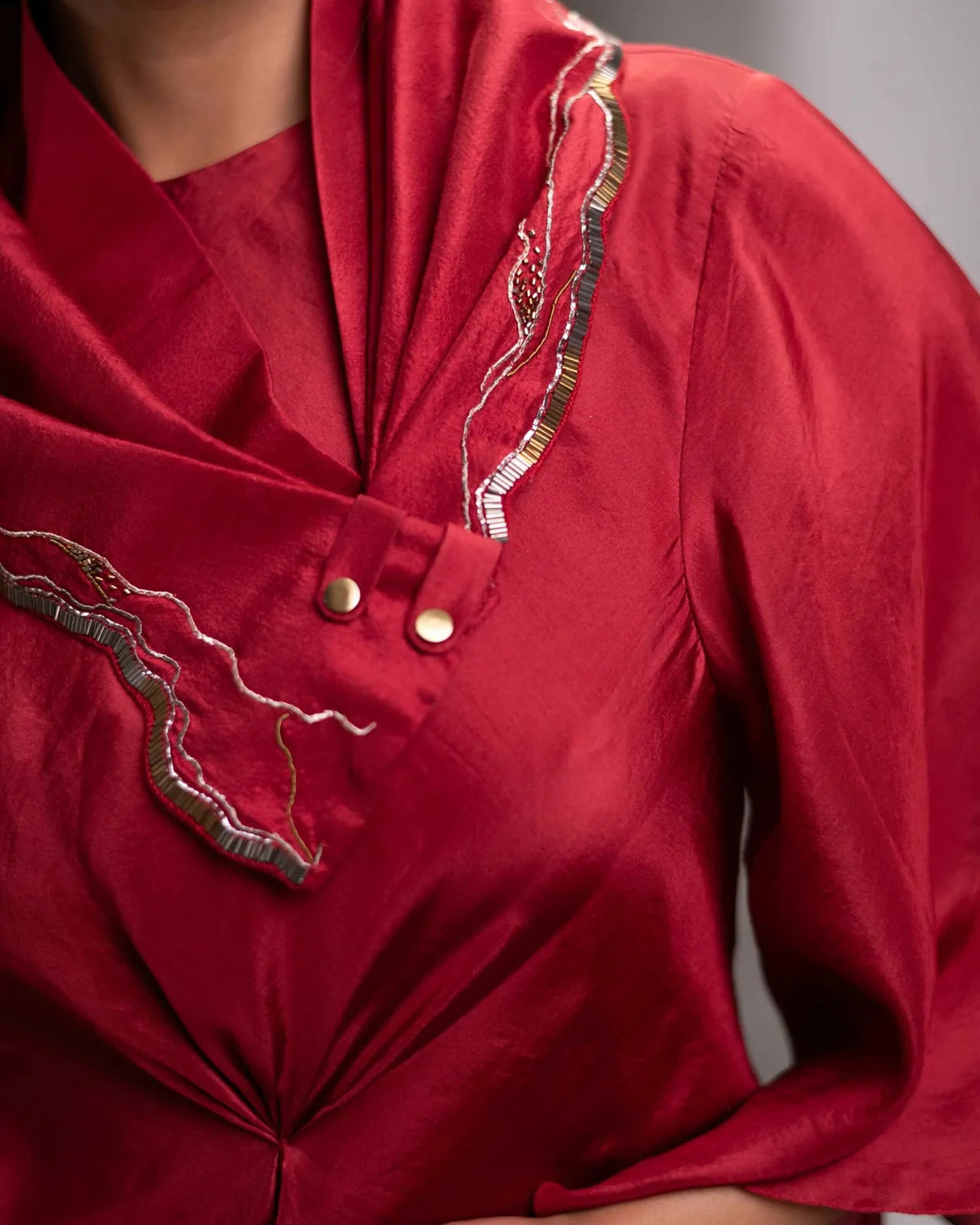 silk dress with embroidered scarf, image 3