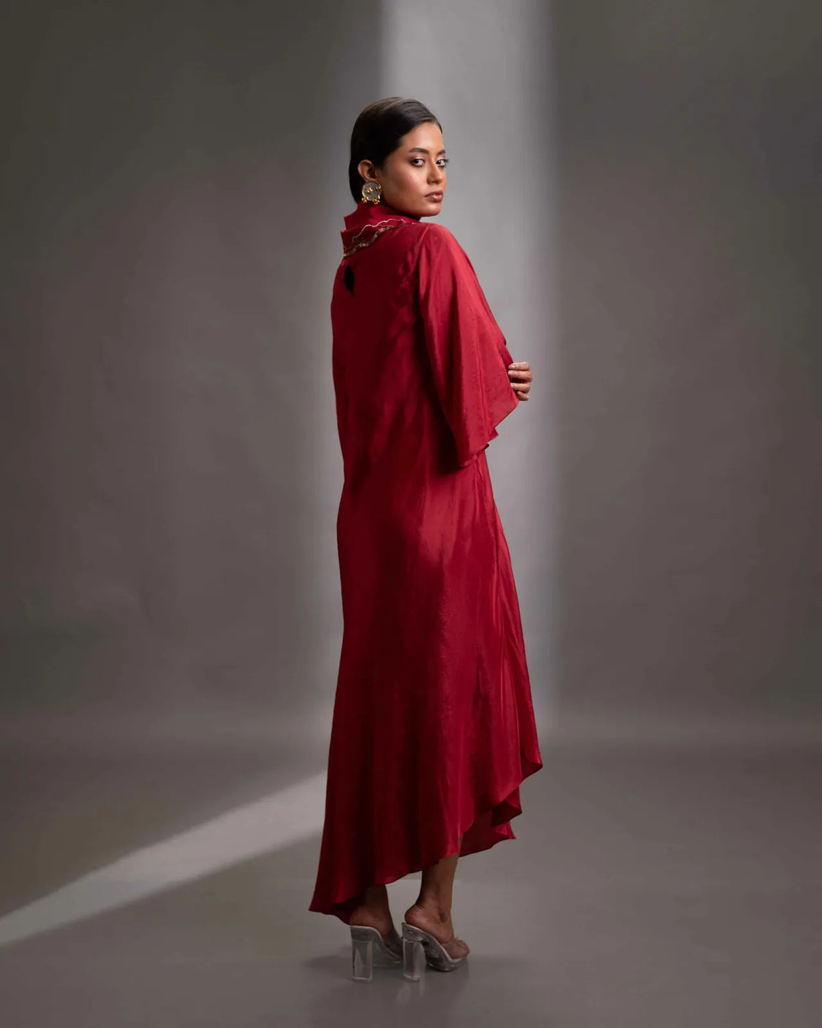 silk dress with embroidered scarf, image 4