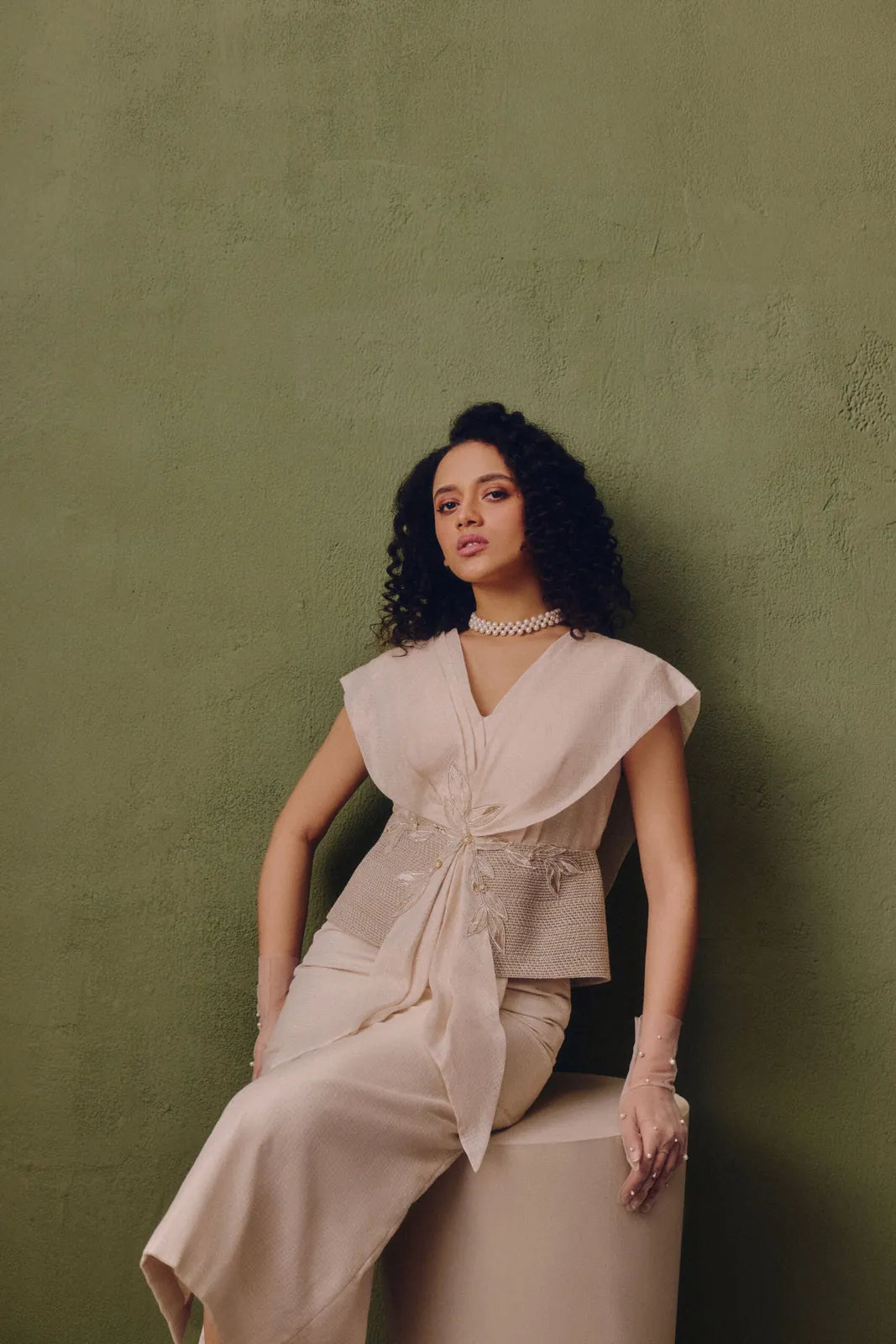 silk dress with handcrafted waist detail, image 2