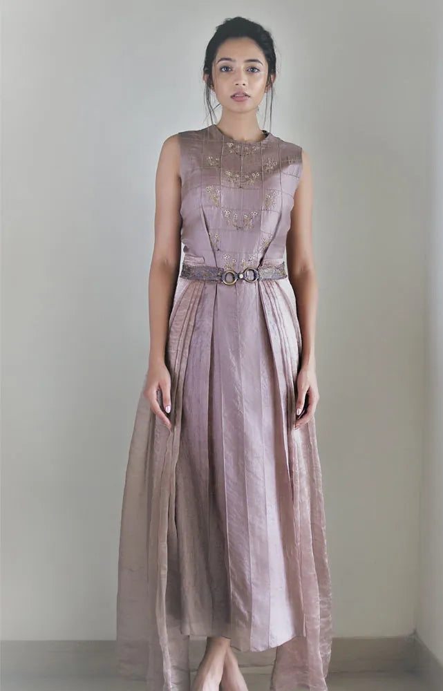 silk embroidered dress and wrap skirt, image 1
