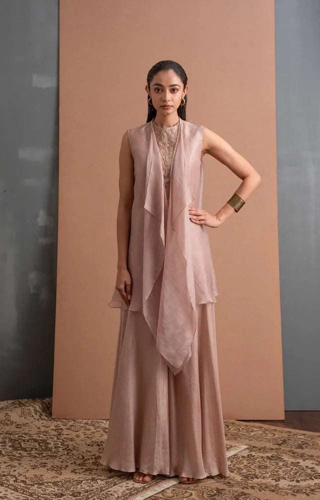 silk jacket and flared pant set, image 1