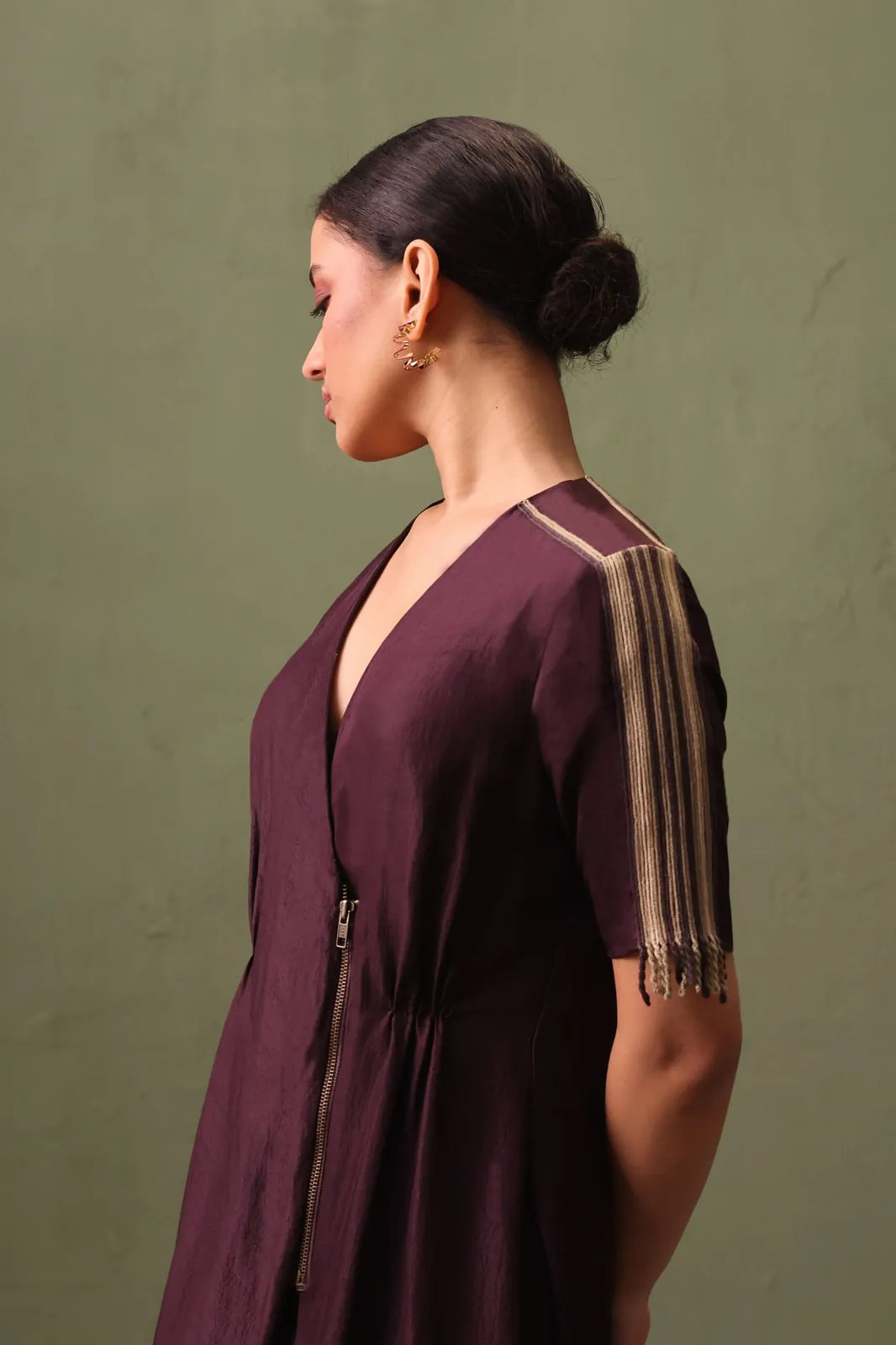 silk ombré wrap dress with zip detail, image 3