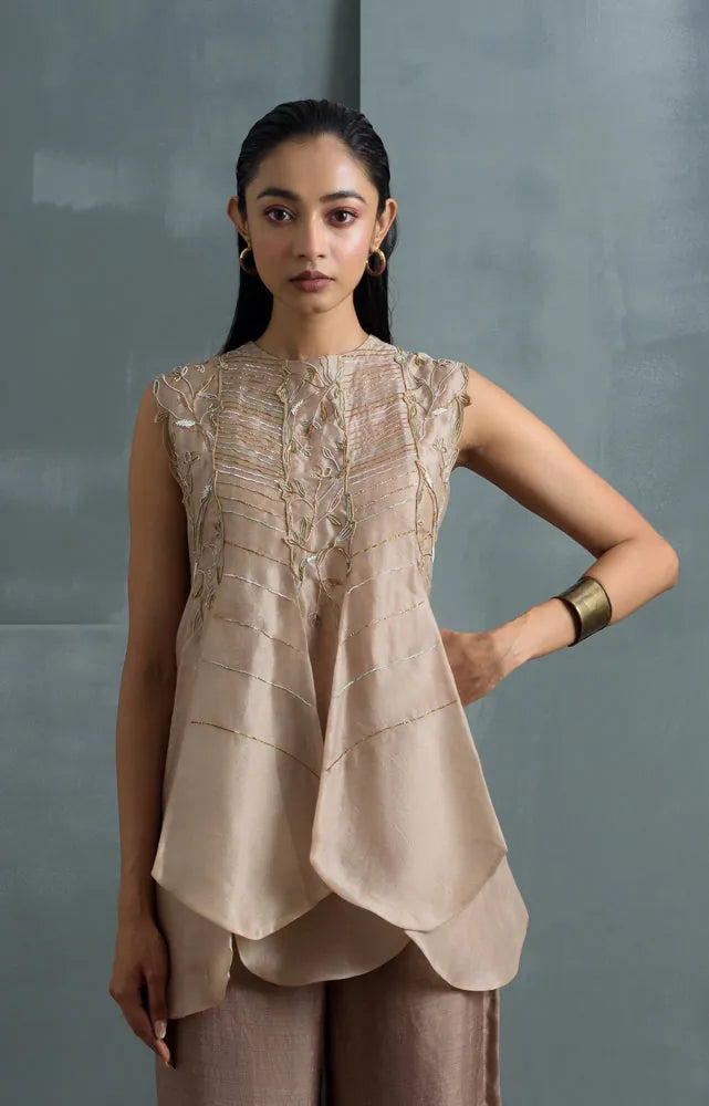 silk organza hand embroidered top, image 1
