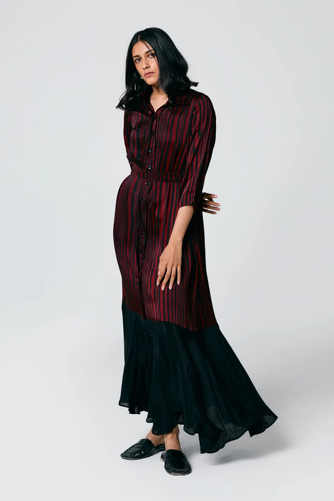 stripes dress with belt, image 2