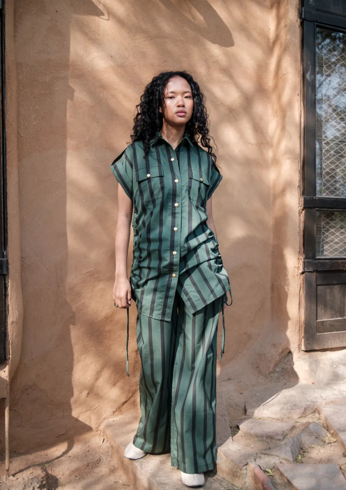 sunrise gather dress - striped, image 1