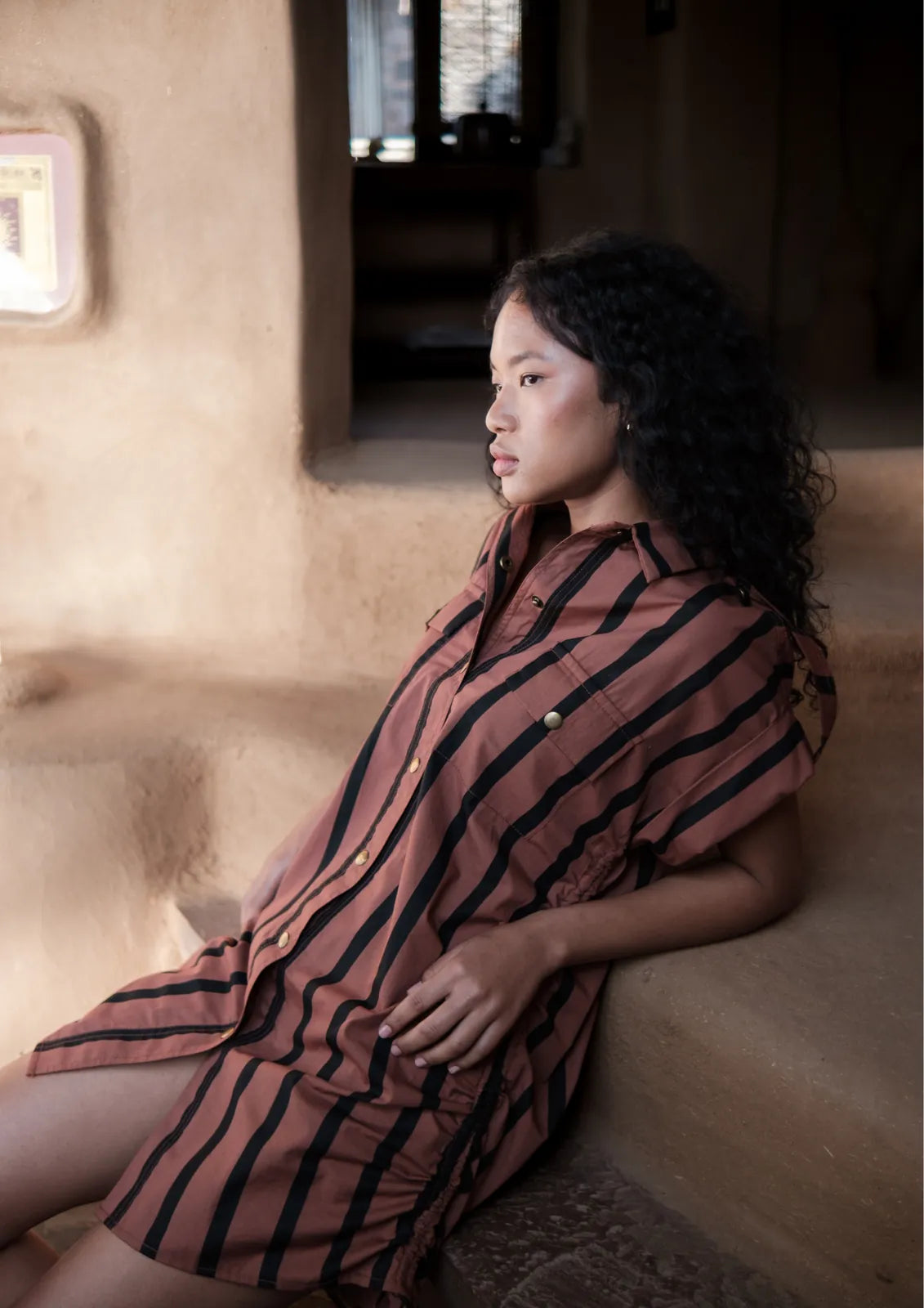 sunrise gather dress - striped, image 4