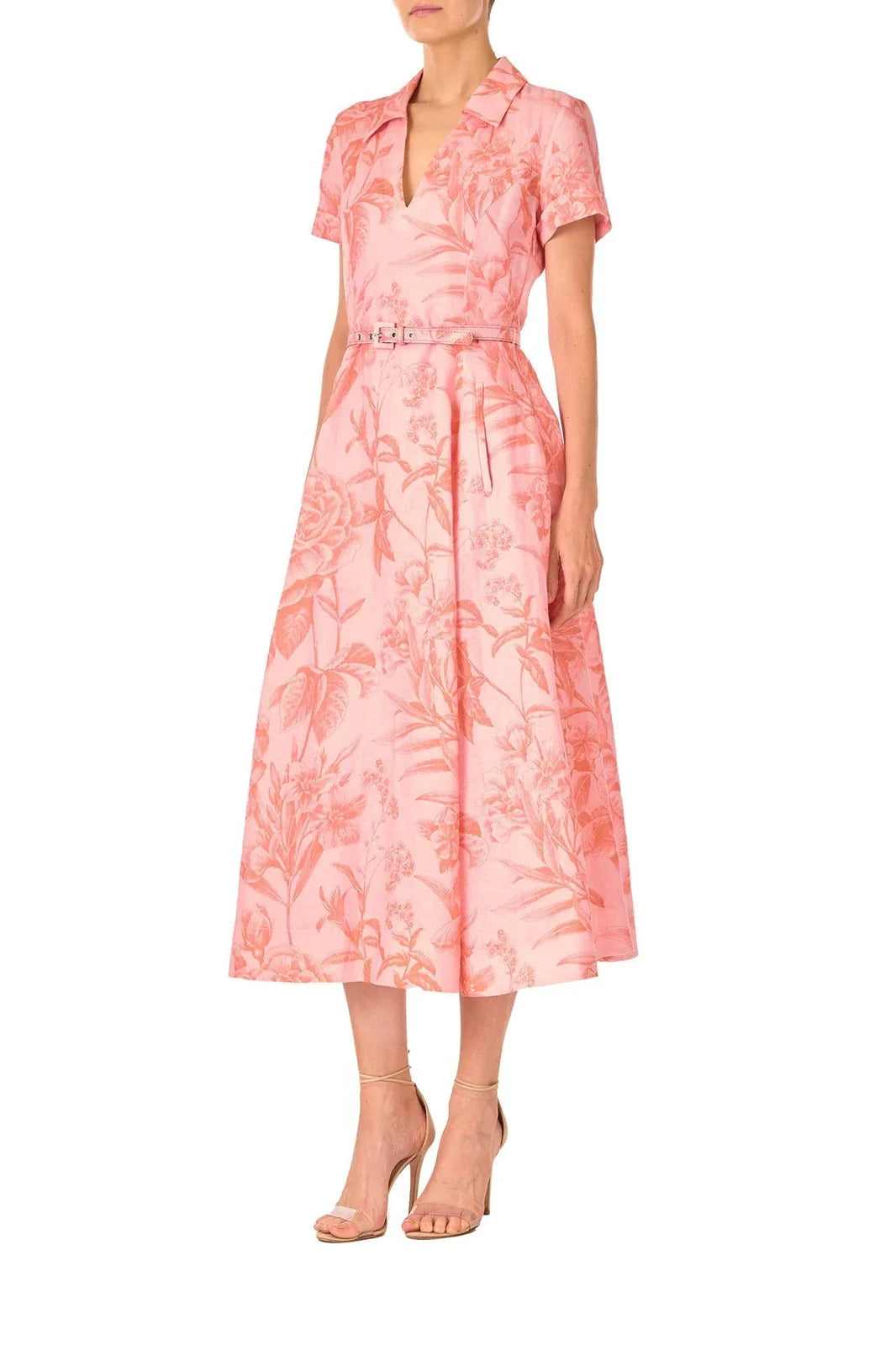 tropical rose shirt midi dress, image 1