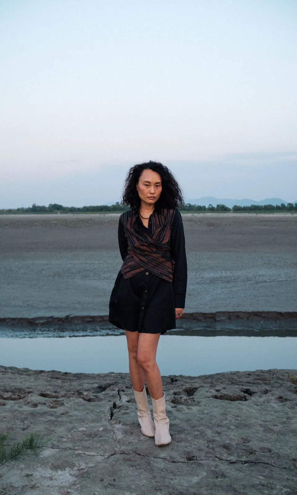upcycled seattle wrap dress - black copper, image 1