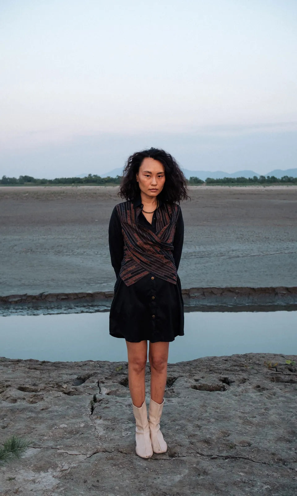upcycled seattle wrap dress - black copper, image 2