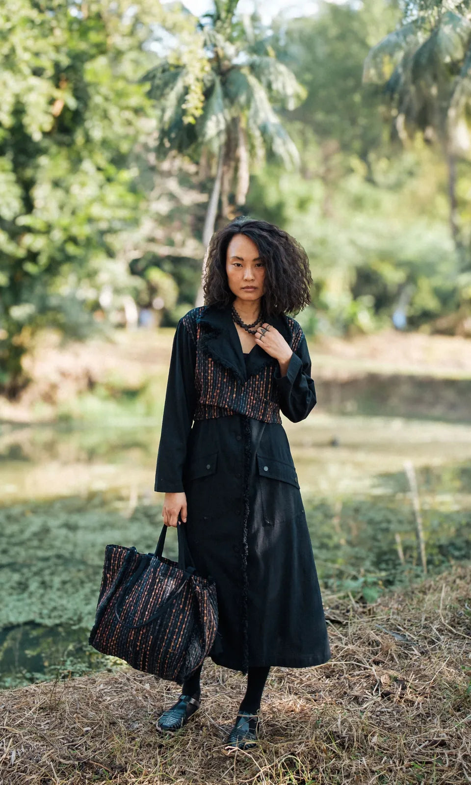handwoven copenhagen trench - black copper, image 1