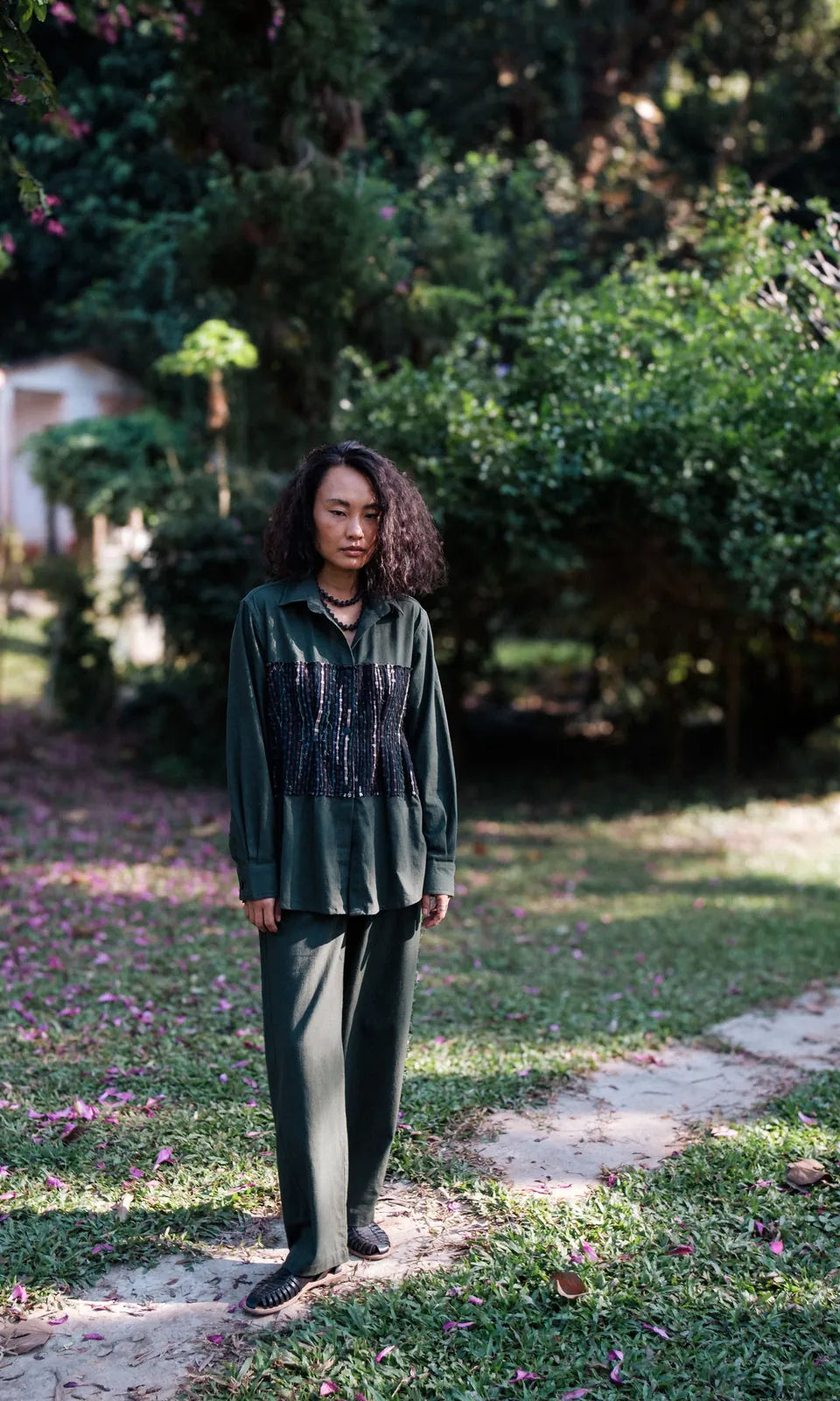 handwoven hunza shirt - green, image 1