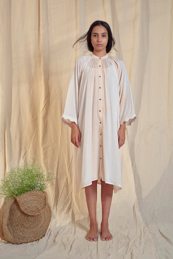 waterfall soya fabric gathered maxi dress, image 1