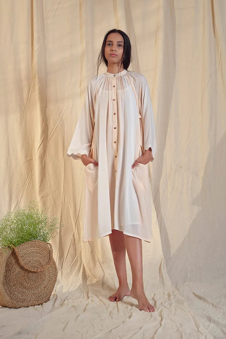 waterfall soya fabric gathered maxi dress, image 2