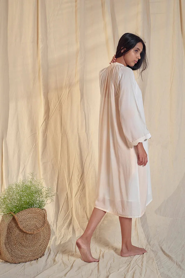 waterfall soya fabric gathered maxi dress, image 3