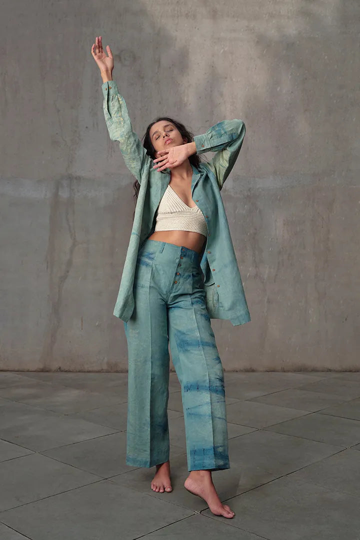 waves hemp shirt dress & pants co-ord set, image 2