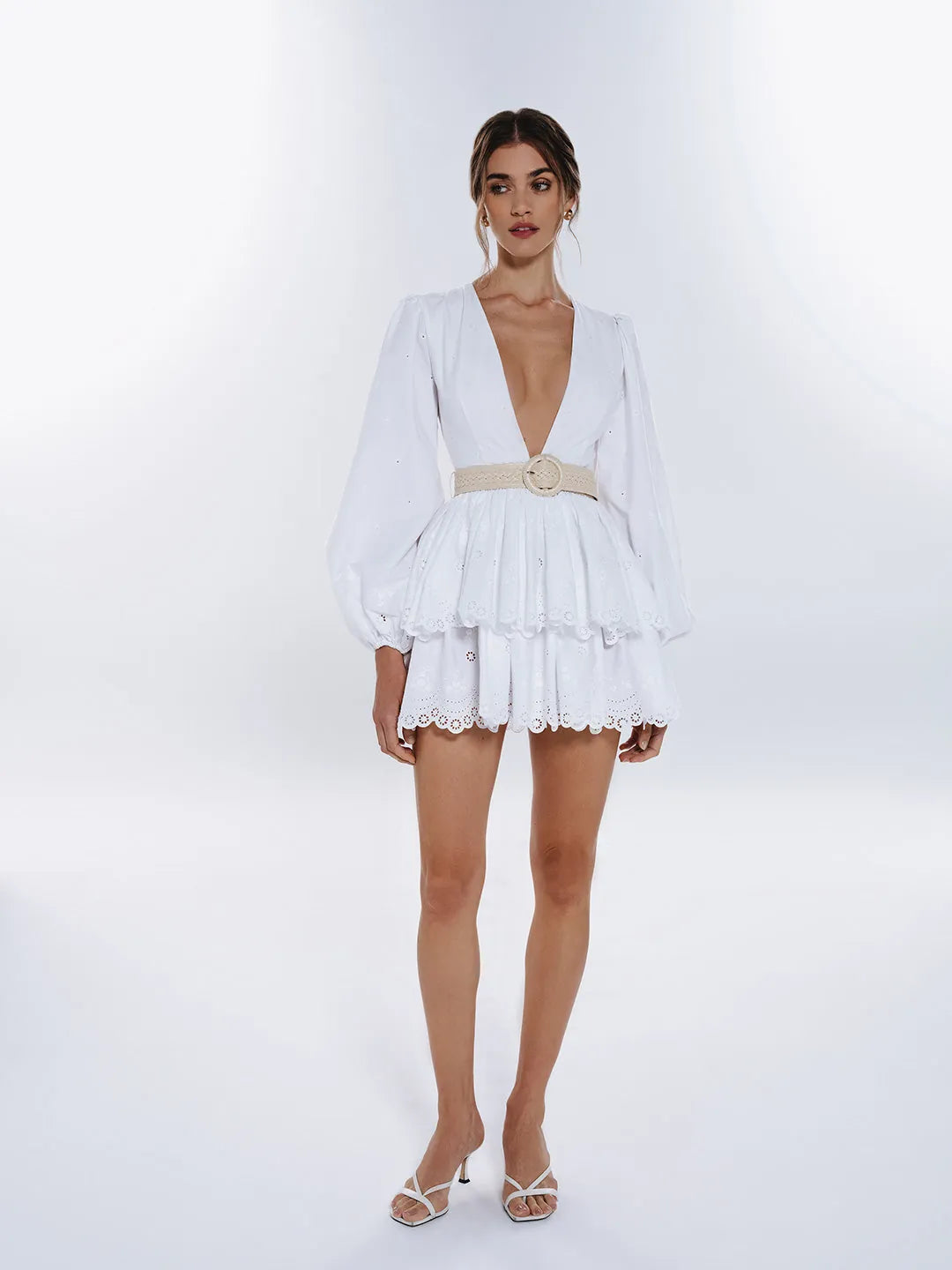 white v-neck dress, image 5