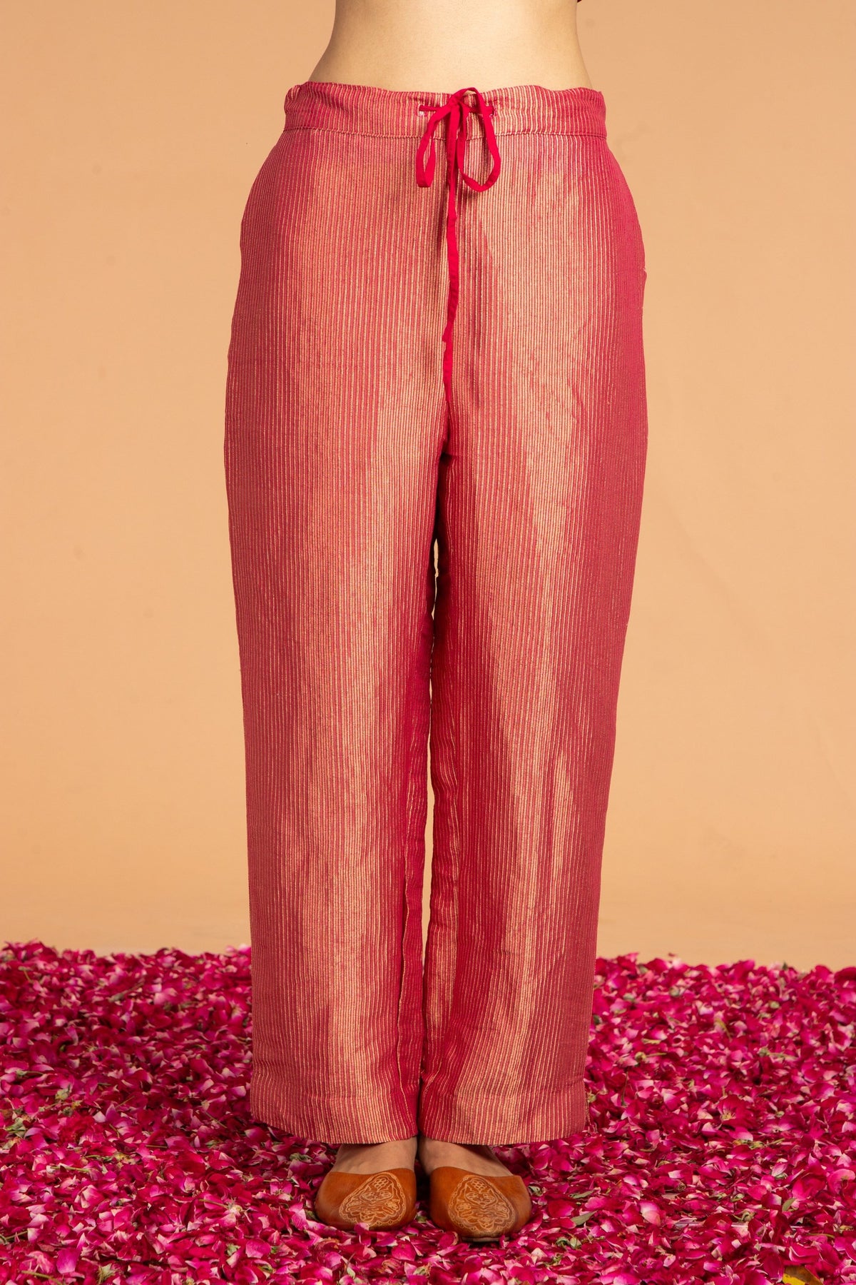 zari stripes pants in coral, image 1