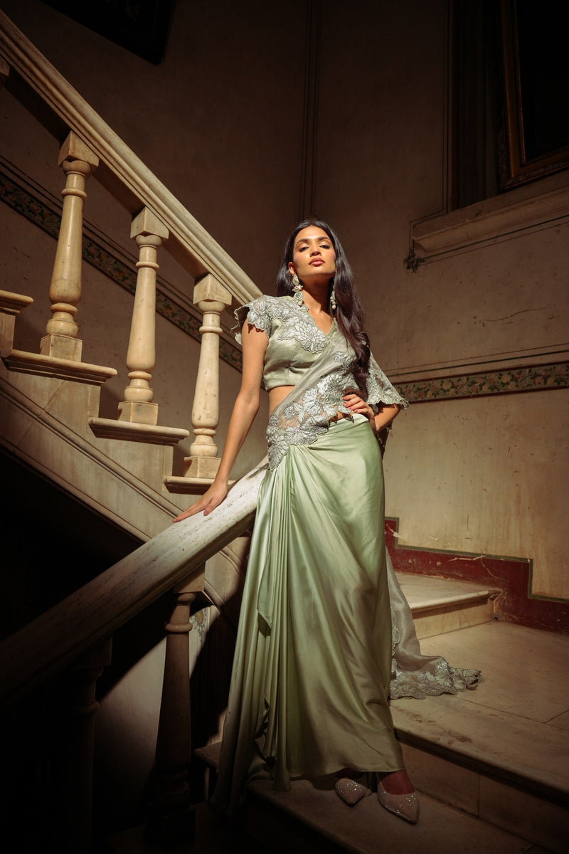 Sage Sonata Pre-Draped Saree