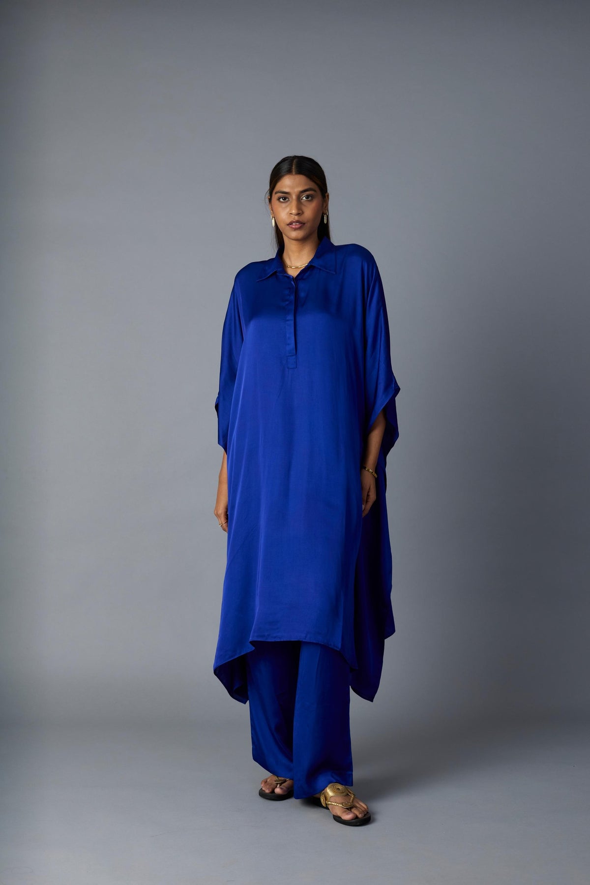 chandni kaftan set in royal blue, image 1