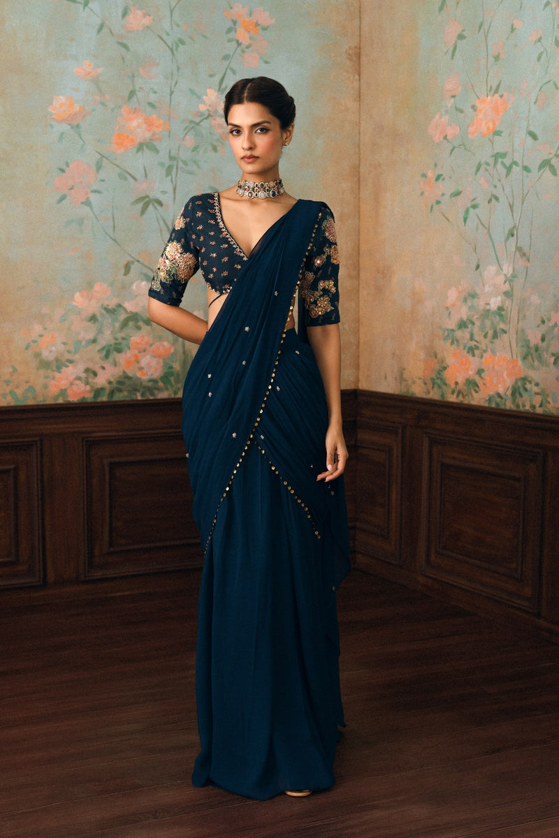 Kaia Saree Set in Navy Blue