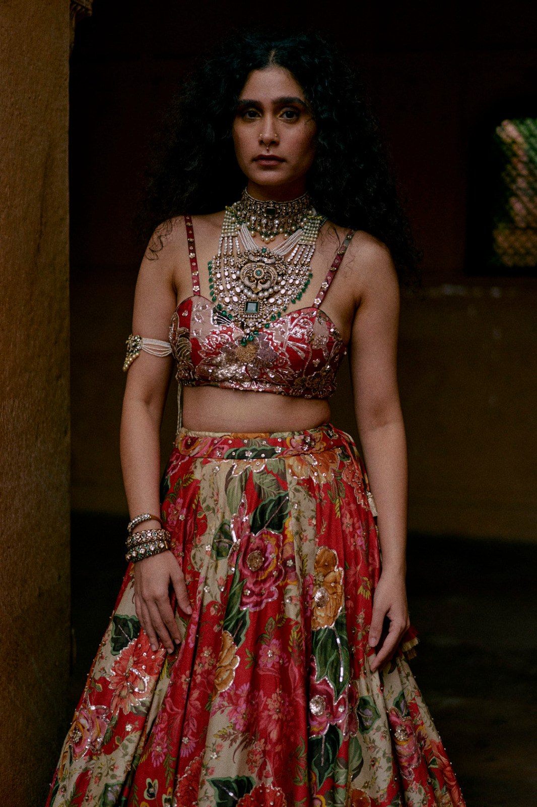 red map print lehenga set, image 1