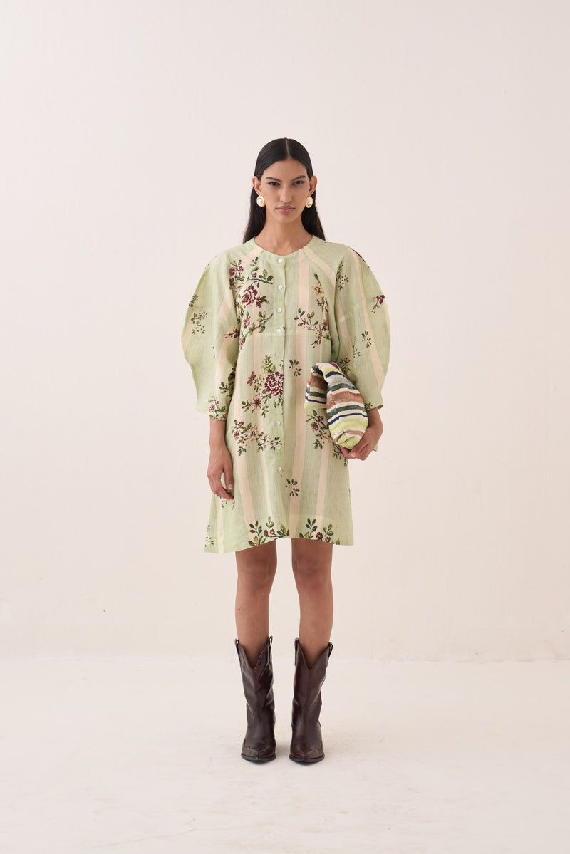 Bagiya Bubble Sleeve A-Line Dress