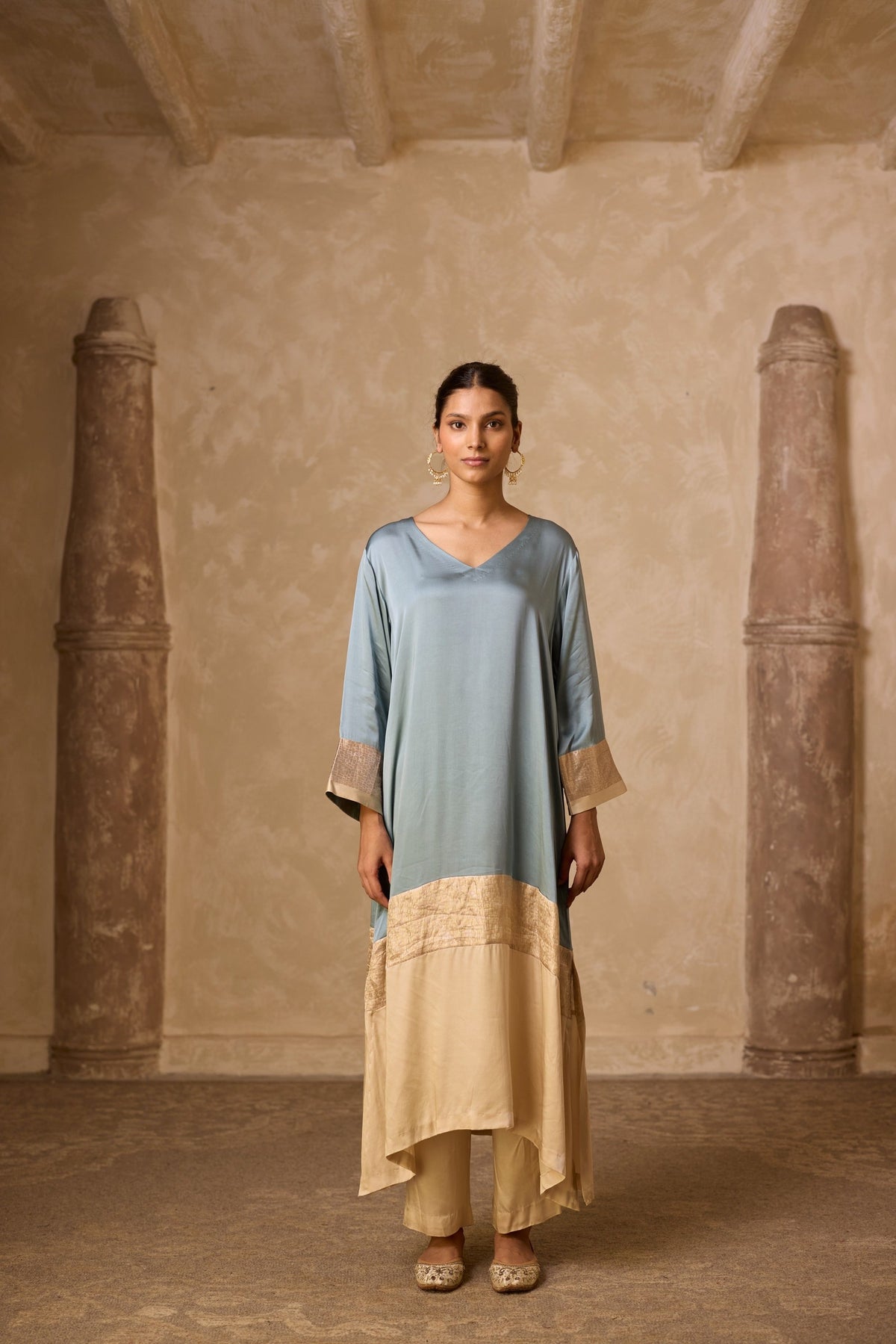 heena kaftan set in powder blue, image 1