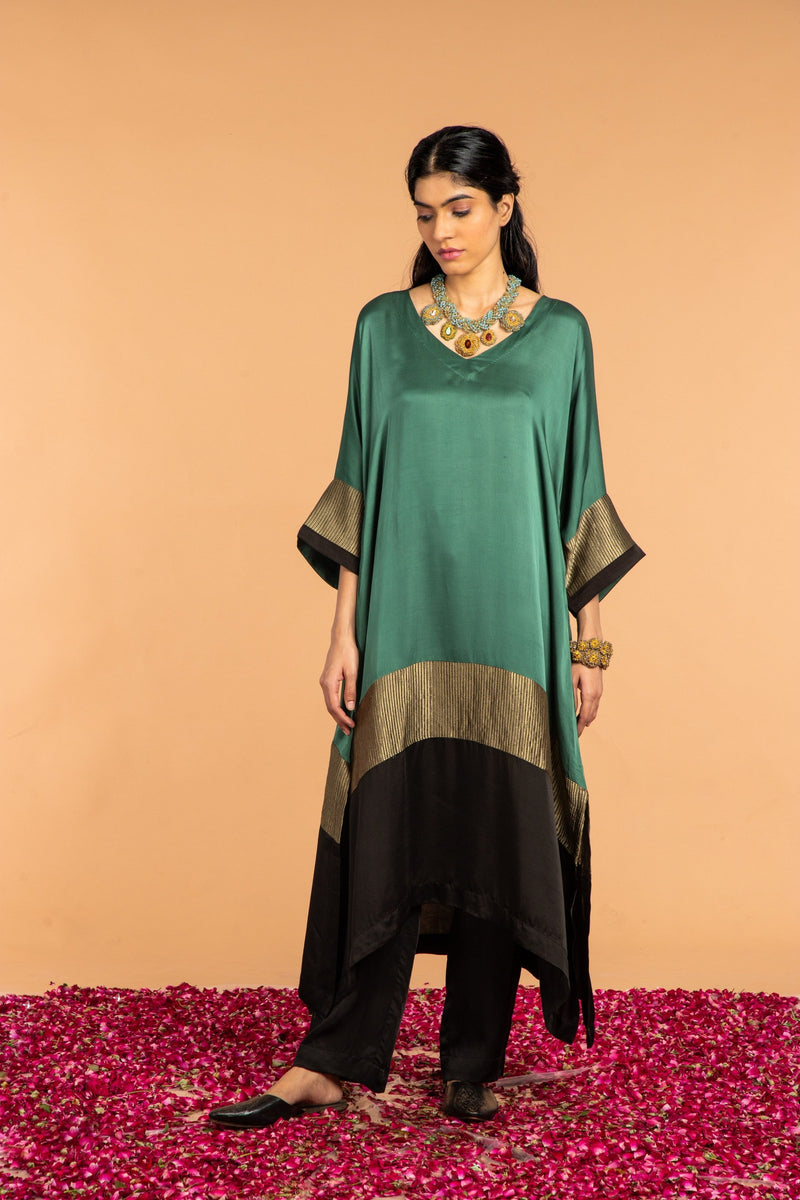 Heena Kaftan Set in Green