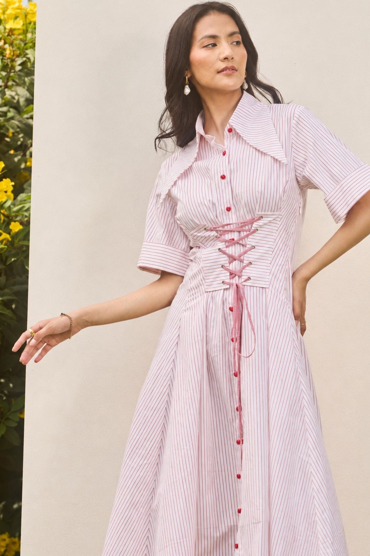 corset stripe midi dress, image 1