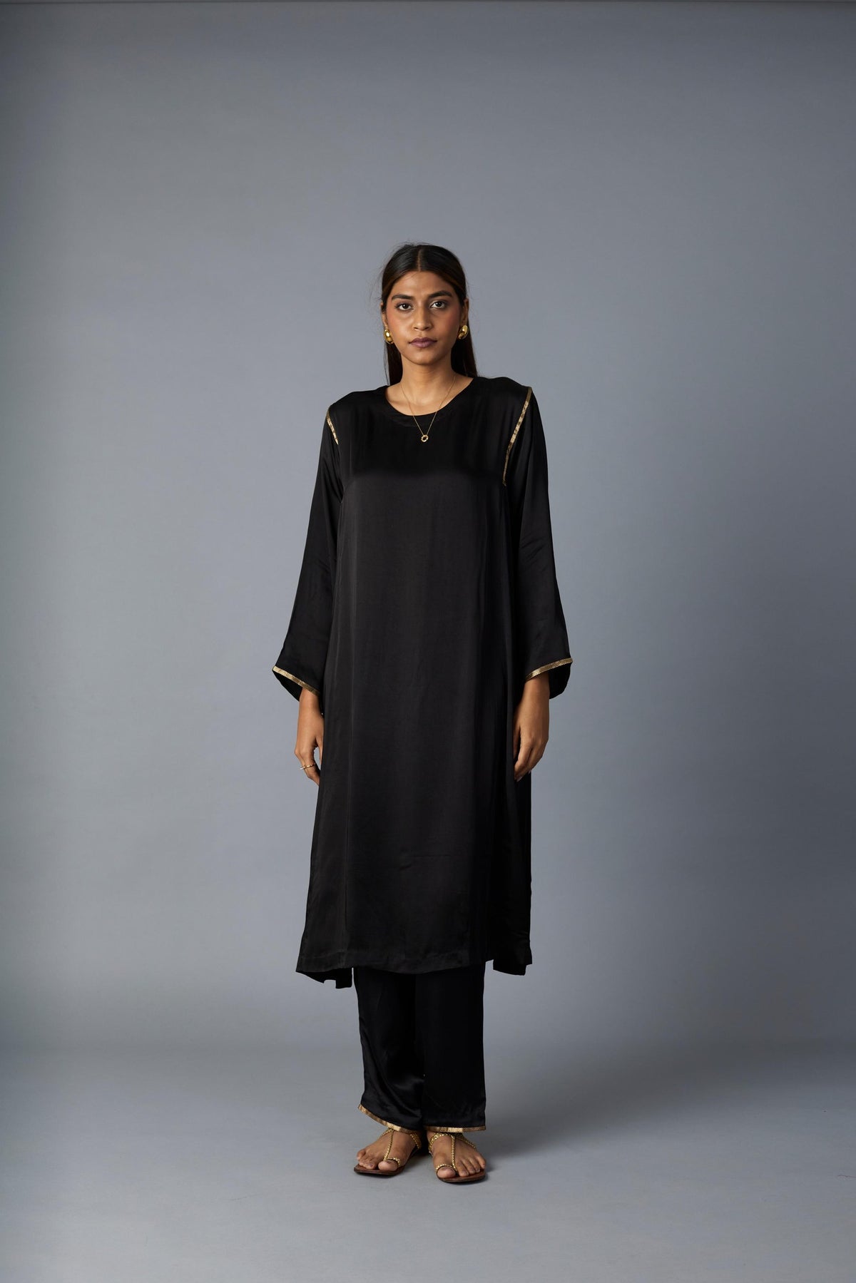 sabah kalidar kurta set in black, image 1