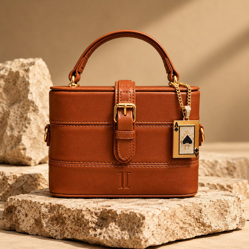 Vanity Bling Bag in Tan with Ace of Spade Charm